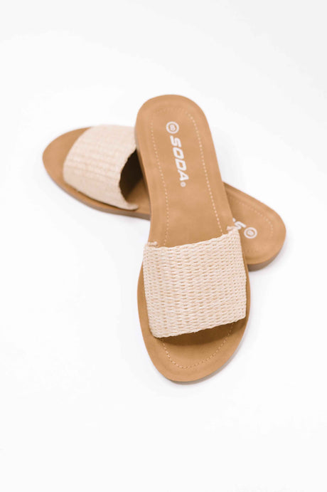 Efron Raffia Woven Slip On Sandal in Bone