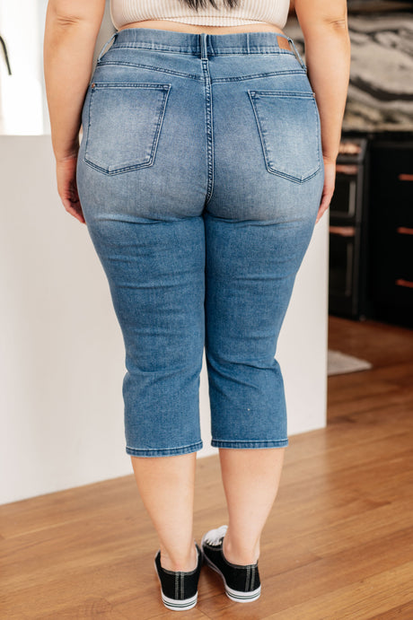 Emily High Rise Cool Denim Pull On Capri Jeans - Liarian Unlimited Boutique