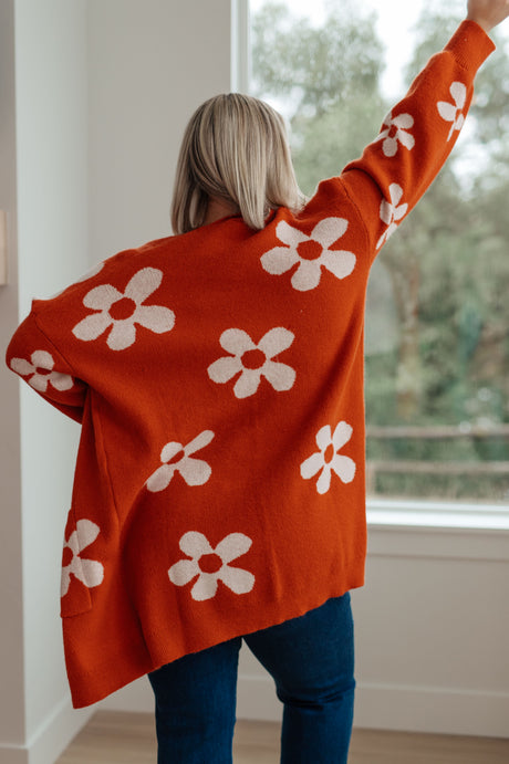 Basta ya de cárdigan floral en naranja quemado