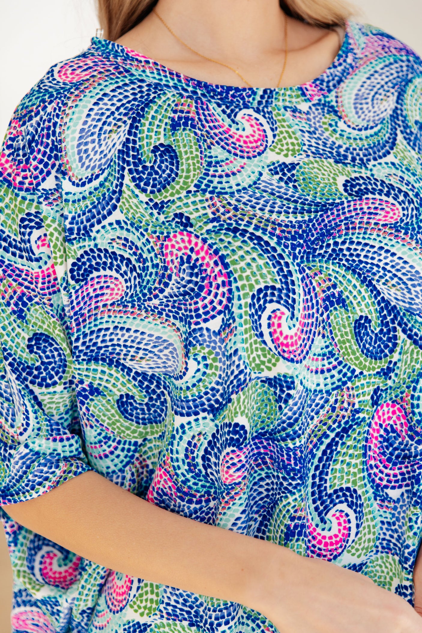 Essential Blouse in Painted Blue Mix - Liarian Unlimited Boutique