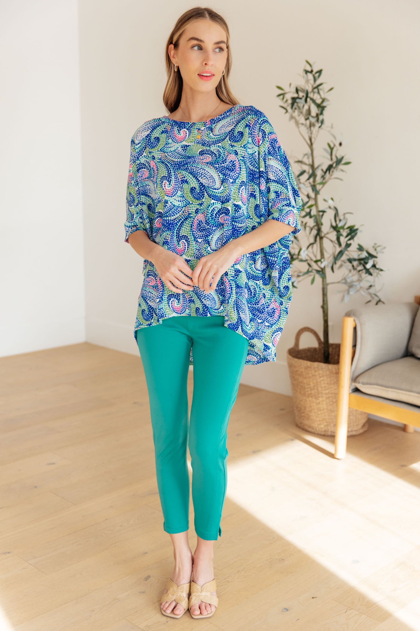 Essential Blouse in Painted Blue Mix - Liarian Unlimited Boutique