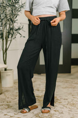 Essential Feeling Straight Leg Lounge Pants in Light in Black