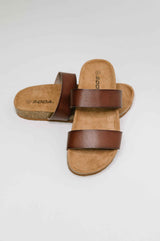 Eulee Round Toe Slip On Sandal in Light Brown
