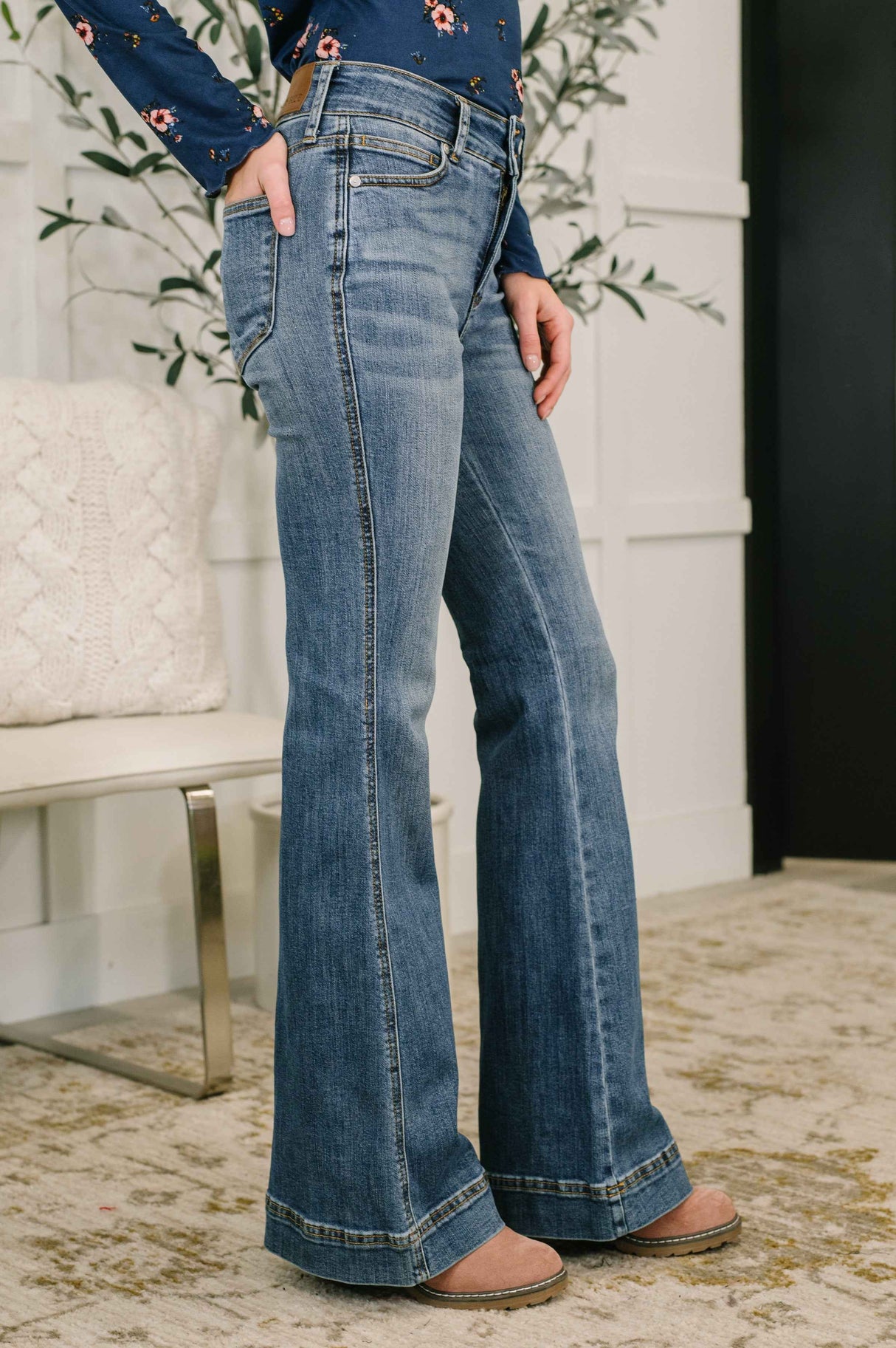 Eva High Waist Flare Tummy Control Double Button WB