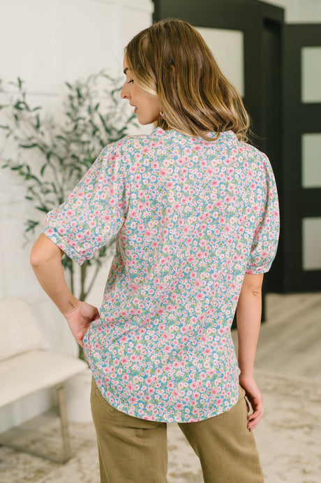 Todo a Mi Alcance Blusa Floral de Manga Abullonada