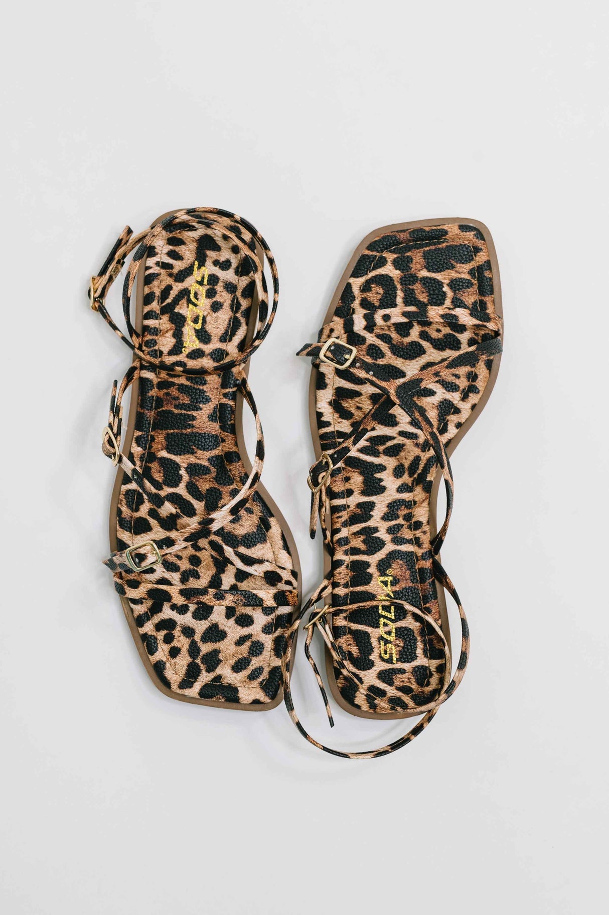 Eyeful Square Toe Ankle Strap Sandal in Leopard