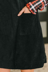 Feeling That Way Corduroy Dress in Black