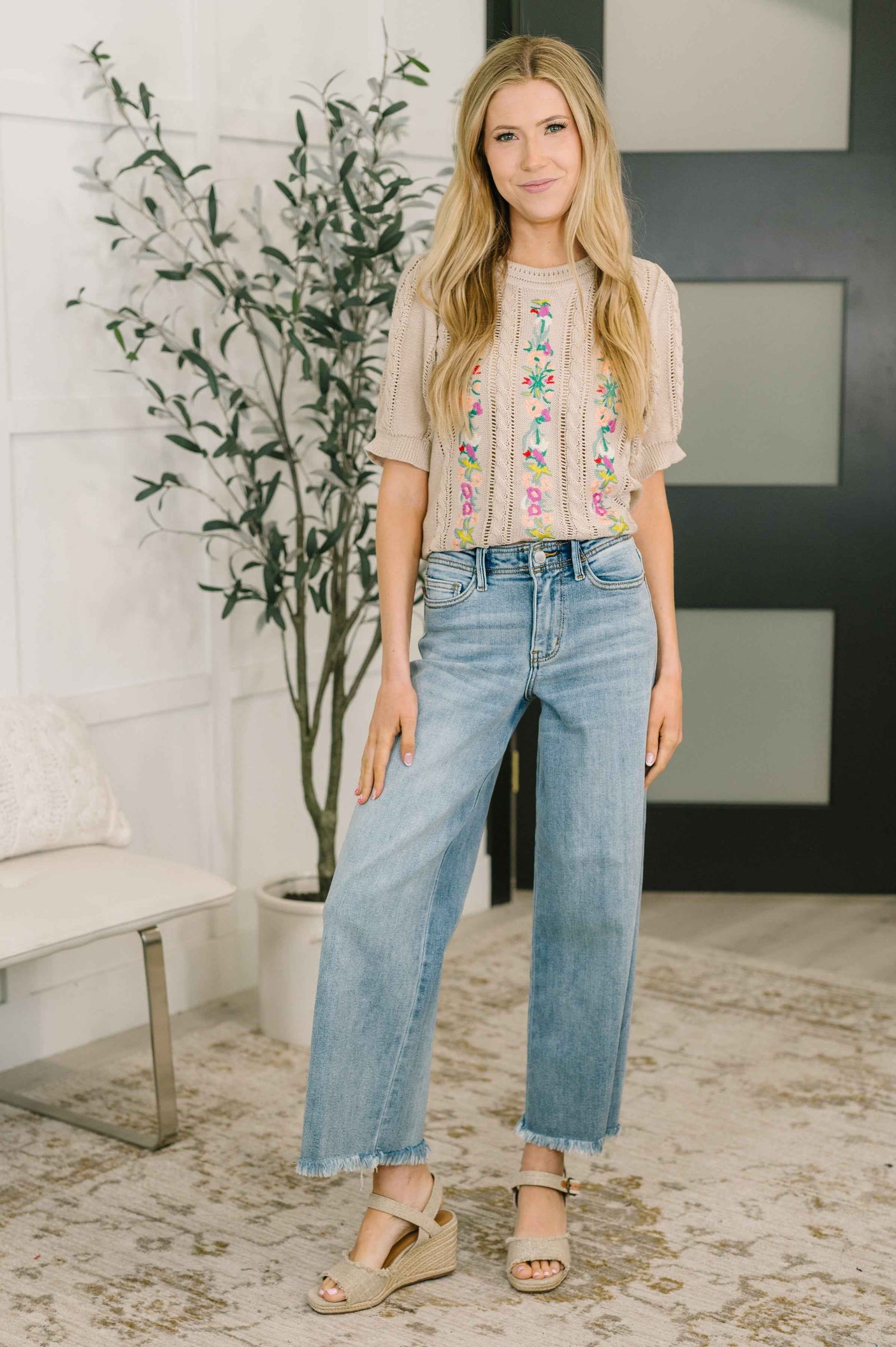 Feel so Fine Embroidered Knit Top