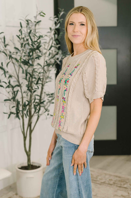 Feel so Fine Embroidered Knit Top