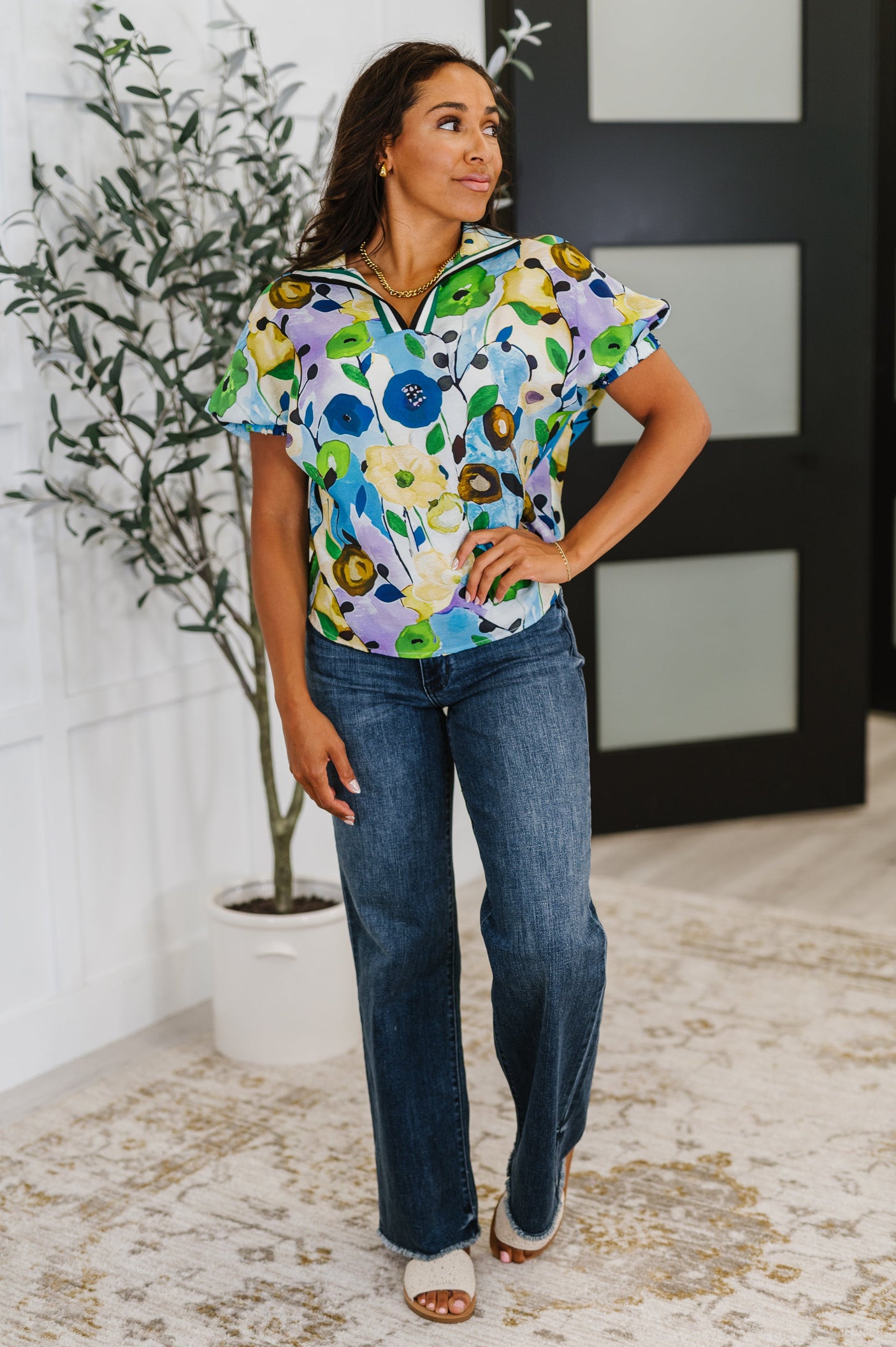 Top floral con preguntas de campo