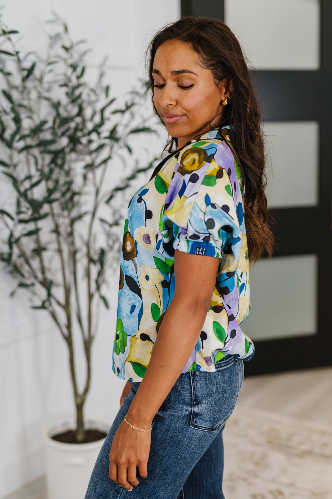 Top floral con preguntas de campo