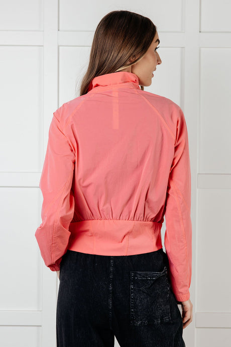 Fit Happens Nylon Tennis Jacket in Coral Rose - Liarian Unlimited Boutique