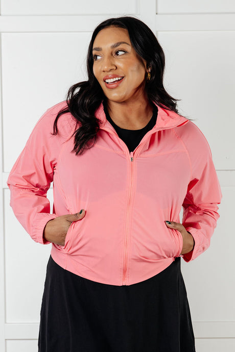 Fit Happens Nylon Tennis Jacket in Coral Rose - Liarian Unlimited Boutique