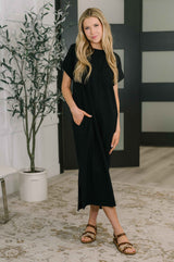 Fix You Right Up Short Sleeve Midi Dress in Black