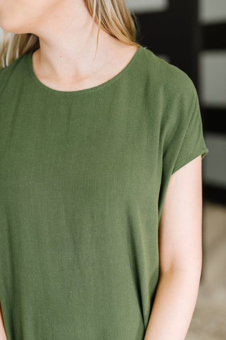 Vestido relajado Flatter Me Later en color musgo