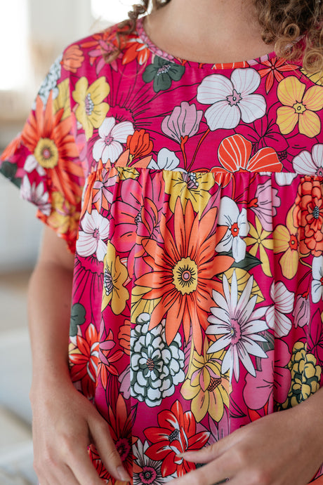 Top floral Flit About en rosa