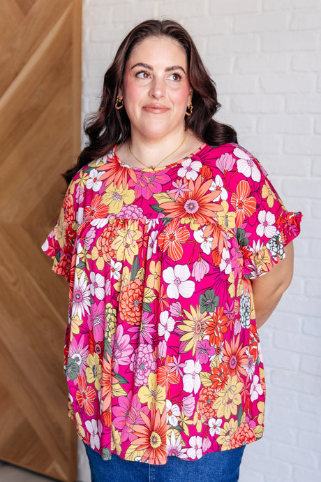 Top floral Flit About en rosa