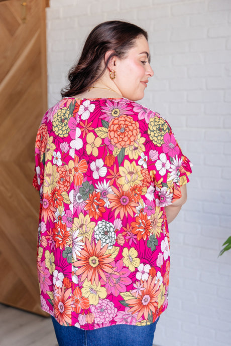 Top floral Flit About en rosa
