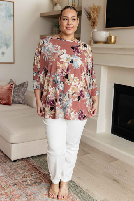 Float On Floral Top in Marsala - Liarian Unlimited Boutique