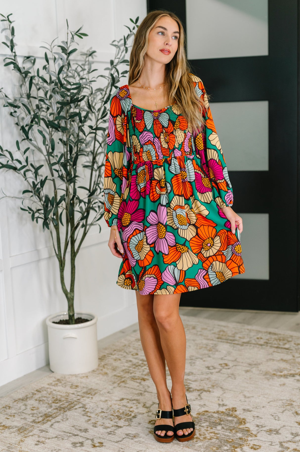 Vestido de cuello redondo Floral Affairs