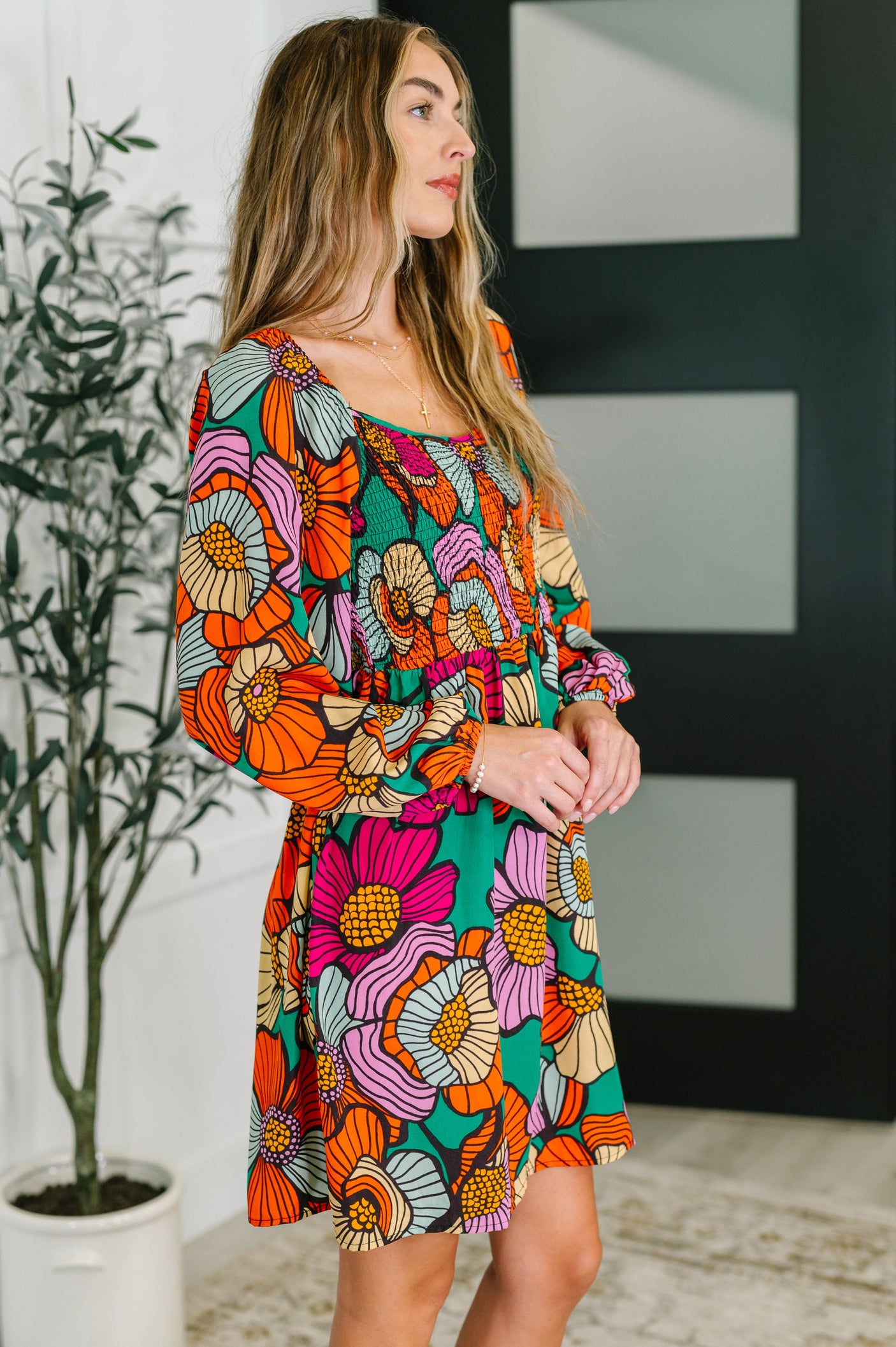 Vestido de cuello redondo Floral Affairs