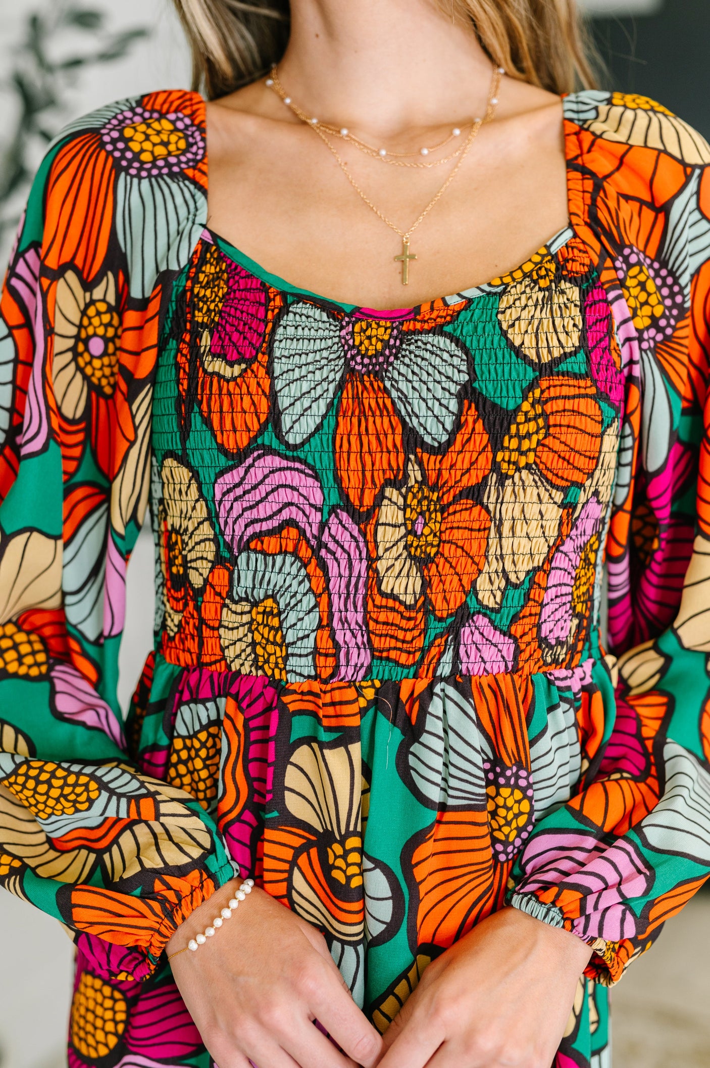 Vestido de cuello redondo Floral Affairs