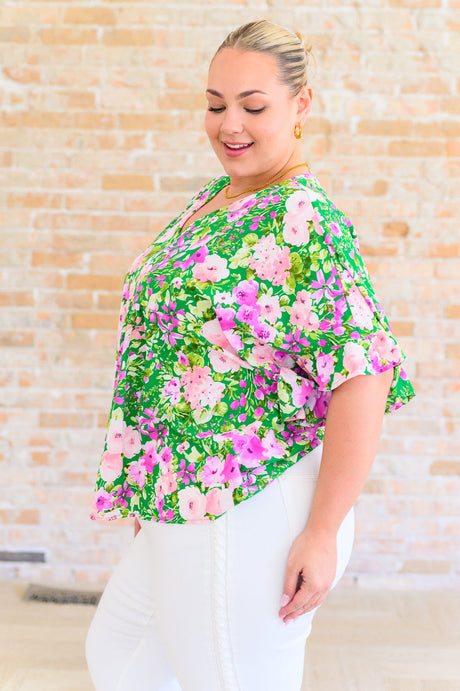 Top Florence con escote en V en verde Kelly