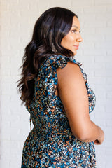 Conjunto de falda y cuello en V con estampado floral