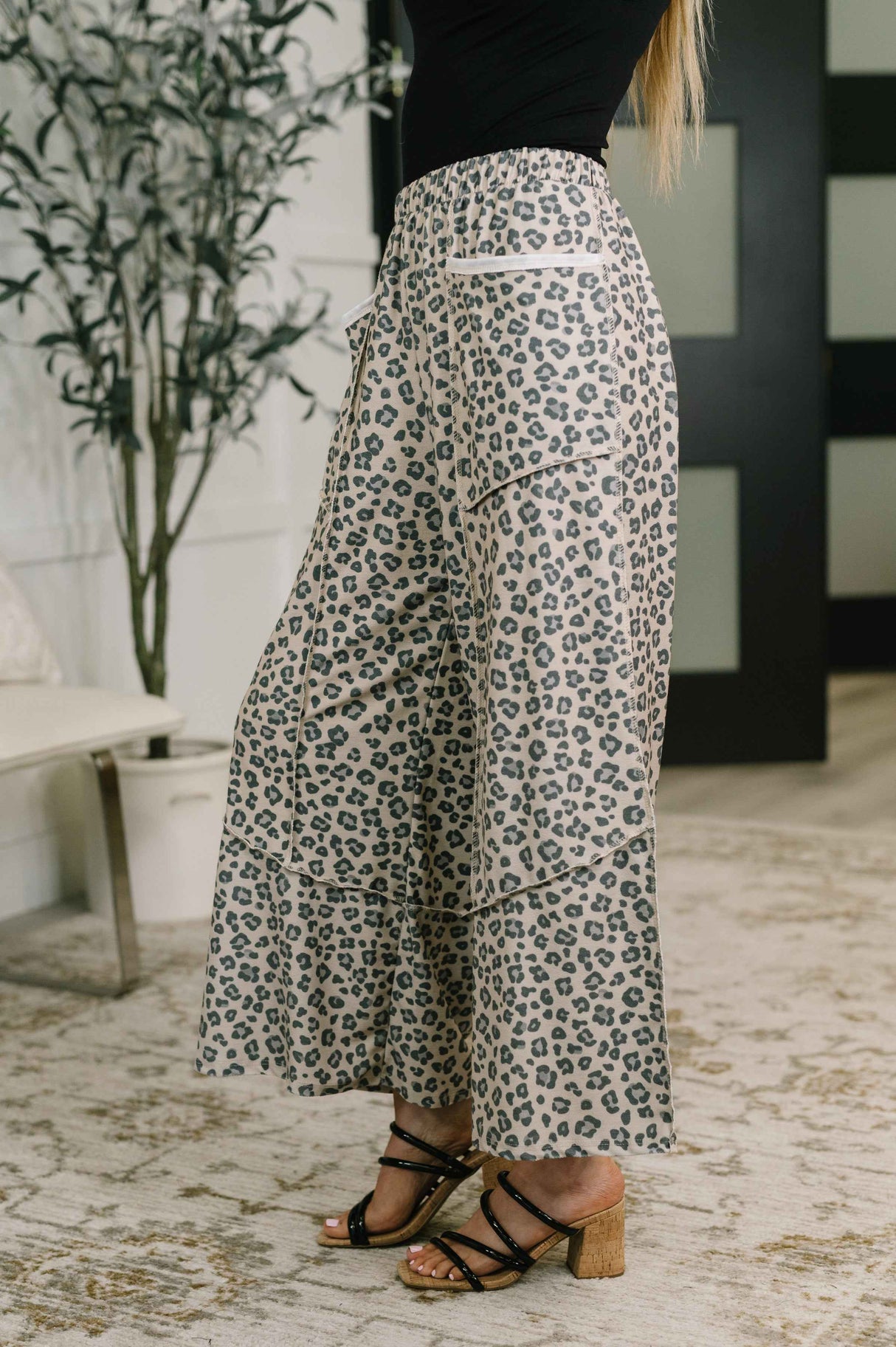 Follow the Flow Wide Leg Leopard Print Bottoms