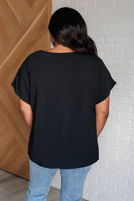 Frequently Asked Questions V-Neck Top in Black - Liarian Unlimited Boutique