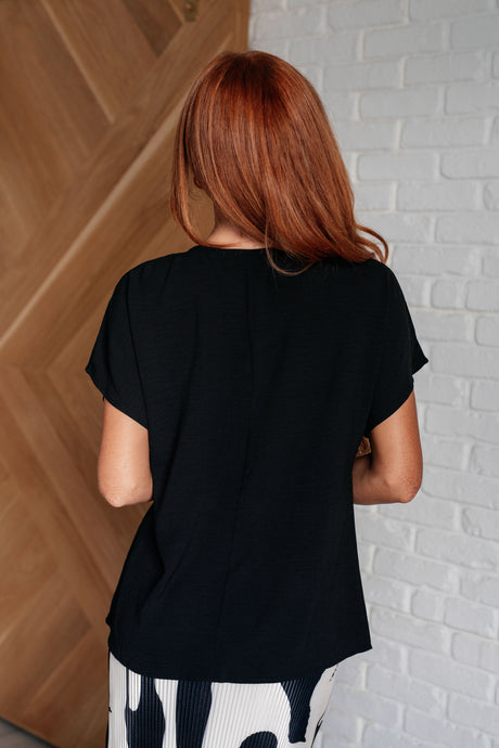 Frequently Asked Questions V-Neck Top in Black - Liarian Unlimited Boutique