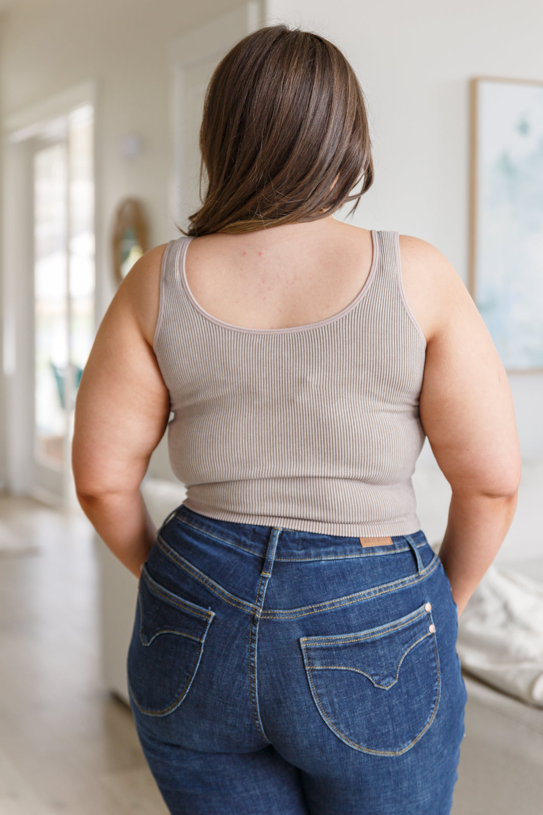 Fundamentals Ribbed Seamless Reversible Tank in Light Mocha - Liarian Unlimited Boutique