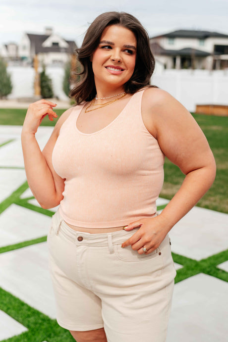 Fundamentals Ribbed Seamless Reversible Tank in Peach - Liarian Unlimited Boutique