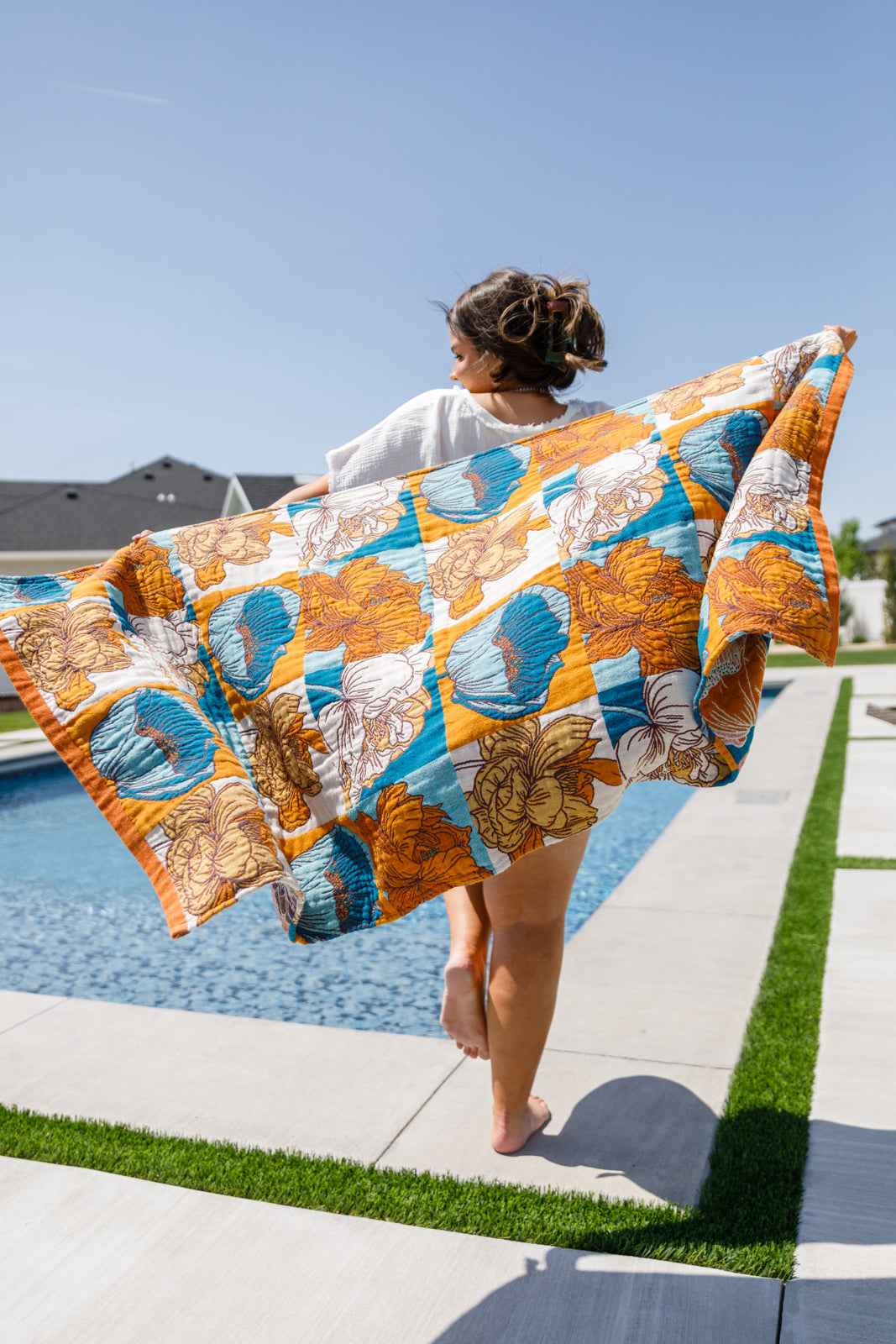 Luxury Beach Towel in Block Floral - Liarian Unlimited Boutique