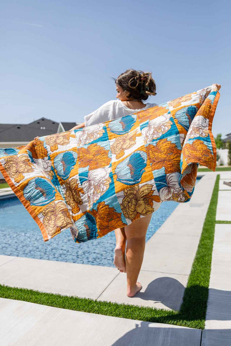 Luxury Beach Towel in Block Floral - Liarian Unlimited Boutique