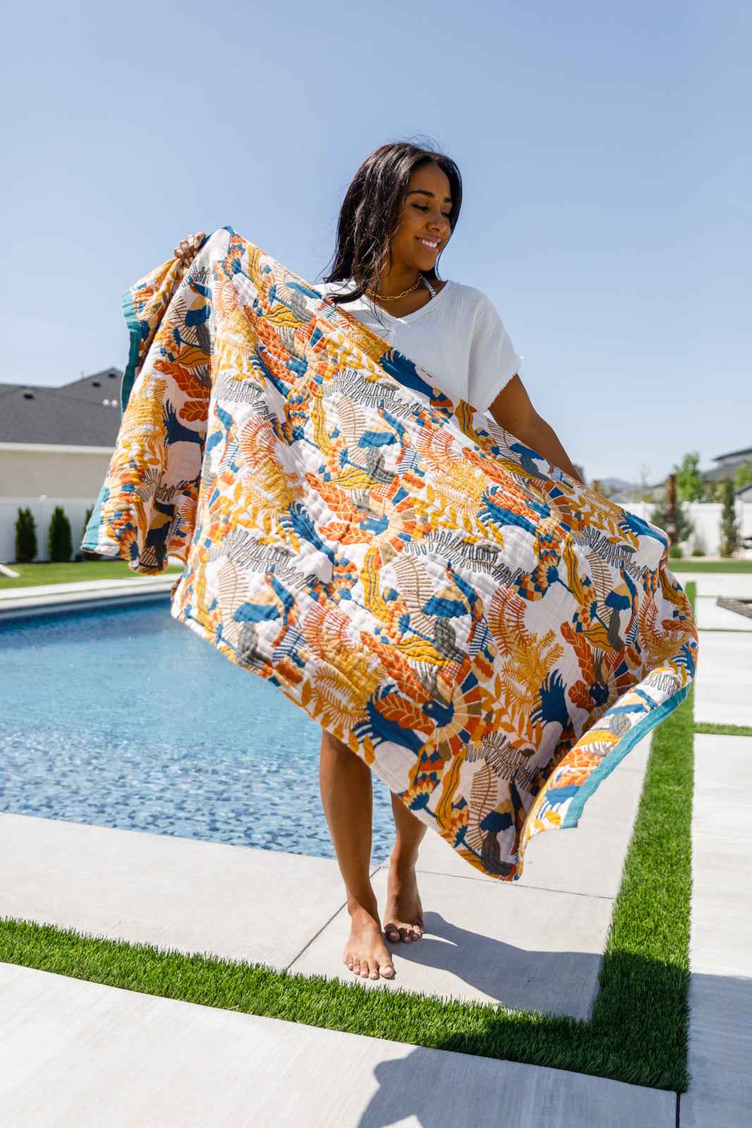 Luxury Beach Towel in Bird Of Paradise - Liarian Unlimited Boutique