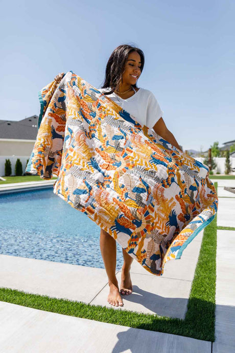Luxury Beach Towel in Bird Of Paradise - Liarian Unlimited Boutique