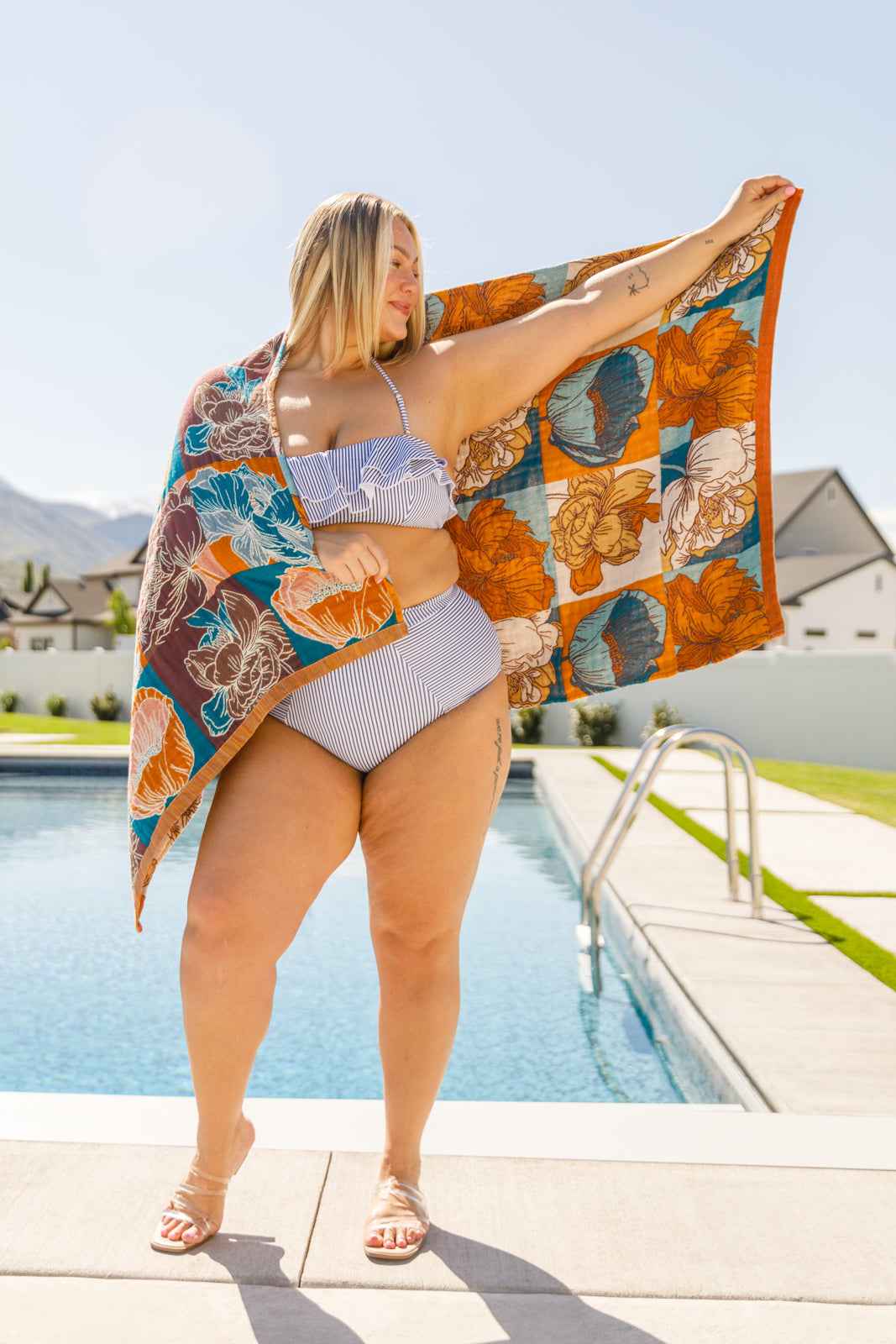 Luxury Beach Towel in Block Floral - Liarian Unlimited Boutique