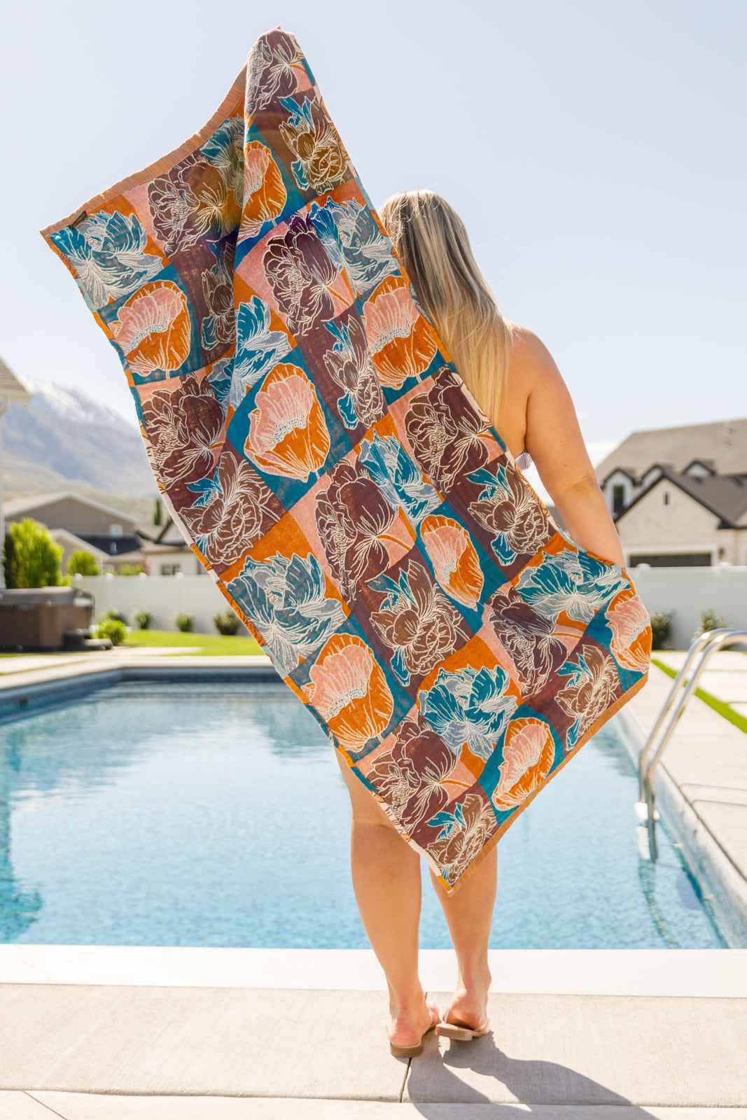 Luxury Beach Towel in Block Floral - Liarian Unlimited Boutique