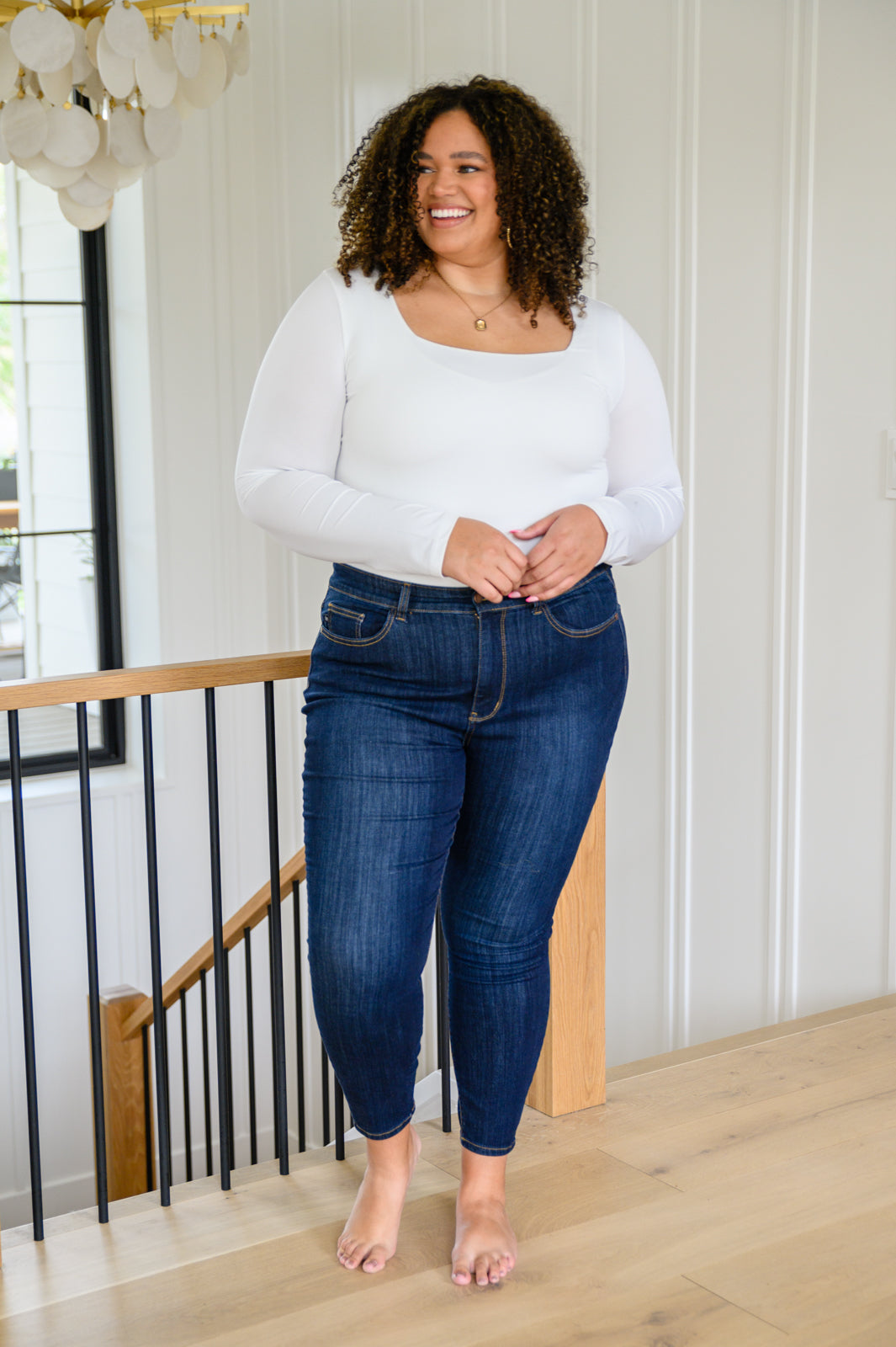 Pantalones vaqueros ajustados Georgia Back Yoke con bolsillo para el móvil