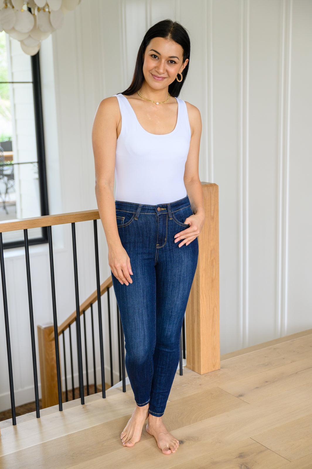 Pantalones vaqueros ajustados Georgia Back Yoke con bolsillo para el móvil