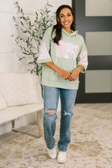 Get My Fixin' Cable Ribbed Knit Hooded Top
