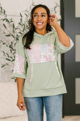 Get My Fixin' Cable Ribbed Knit Hooded Top
