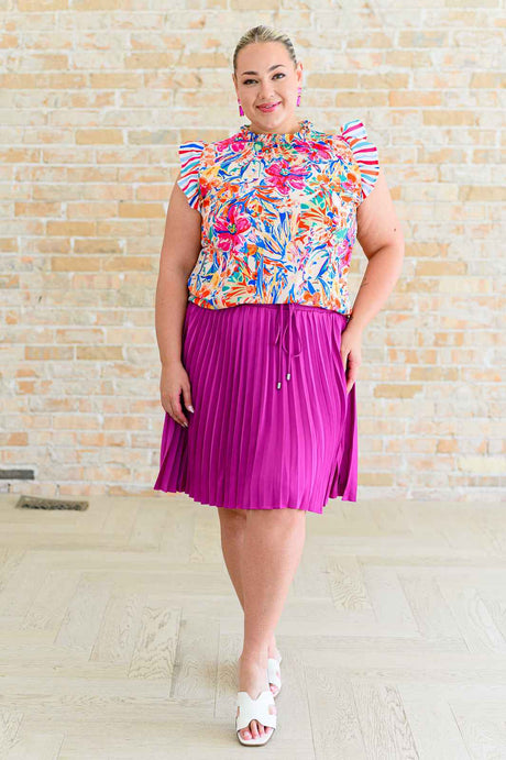 Just a Flirt Pleated Skirt in Magenta - Liarian Unlimited Boutique