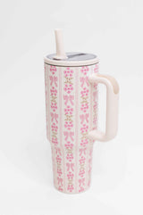 Girly Girl Bow and Floral Tumbler