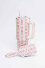 Girly Girl Bow and Floral Tumbler