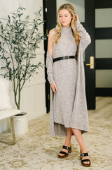 Glam Dress and Cardigan Set in Chocolate