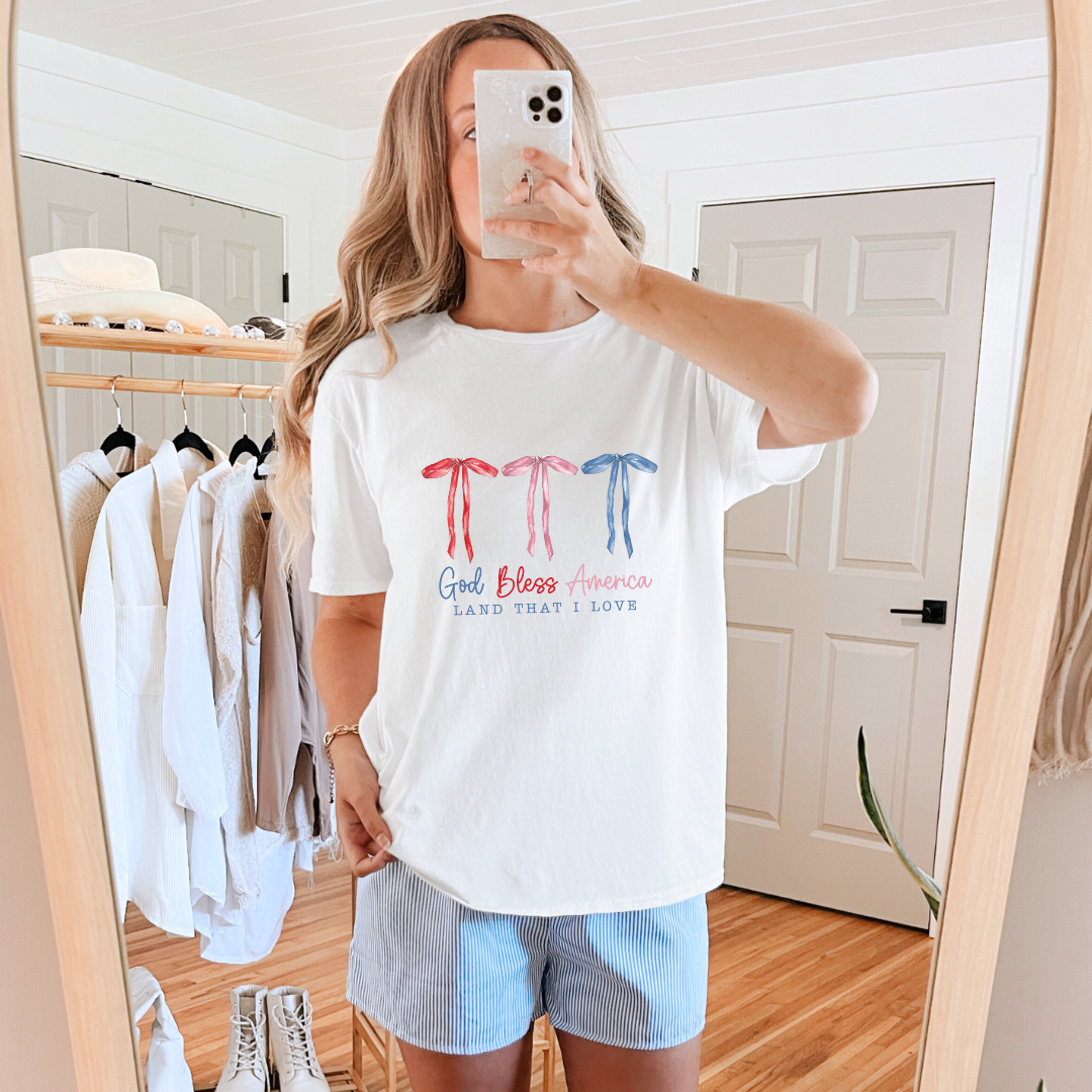 God Bless America, Land that I Love Graphic Tee - Liarian Unlimited Boutique