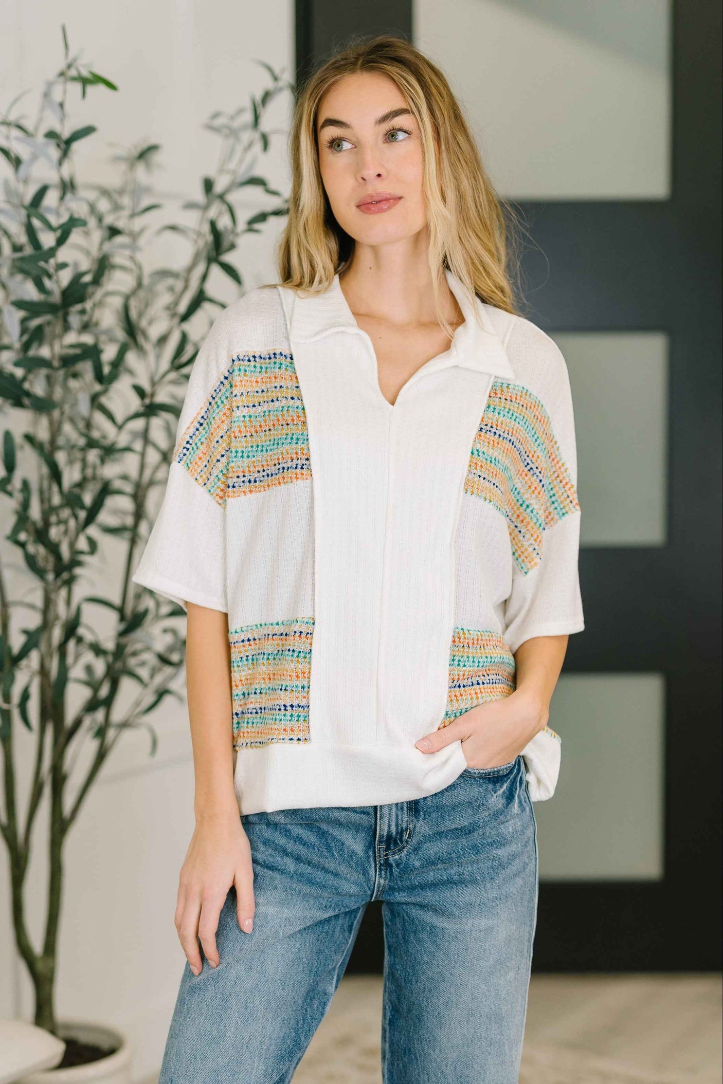 Good For Me Collared Knit Top