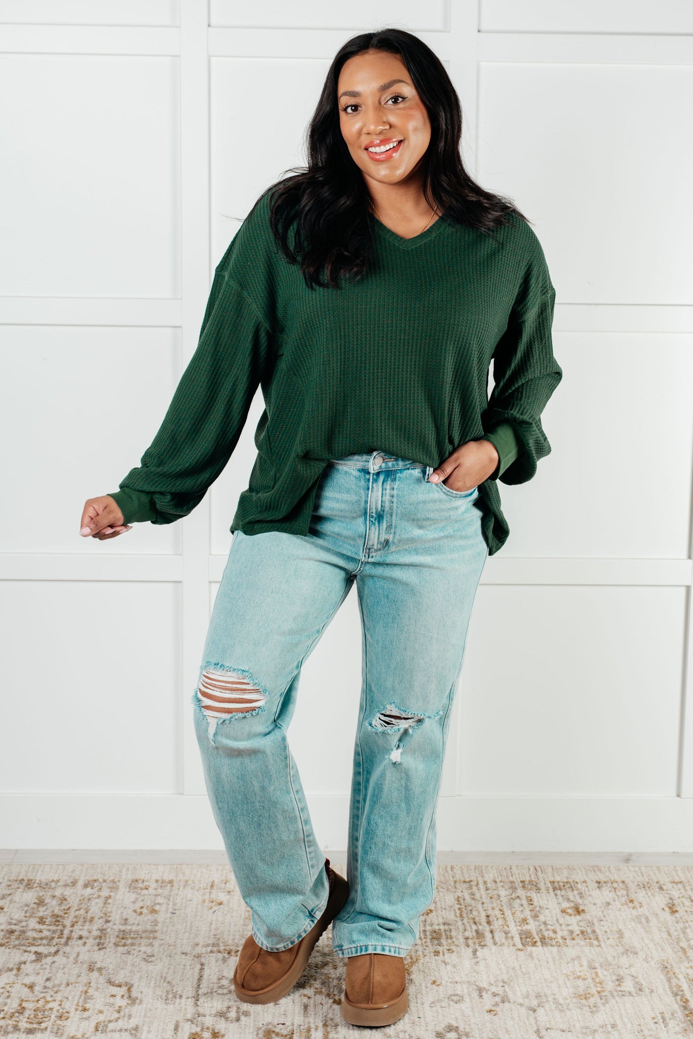 Good Things Are Coming V-Neck Top in Green - Liarian Unlimited Boutique